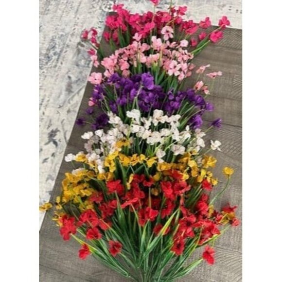 New 12 Pcs Artificial Flowers for Outdoor,Plastic Flowers Decoration - Picture 1 of 2